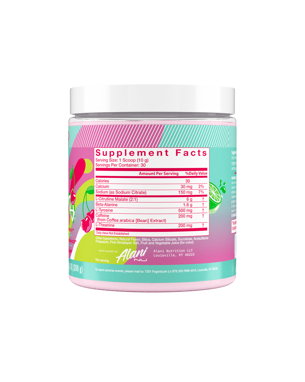 Cherry Twist pre-workout supplement facts label